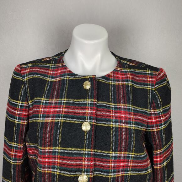 J. Crew Factory Stewart Tartan Wool-Blend Lady Jacket 12 Plaid Wool Blend Blazer - Picture 9 of 15